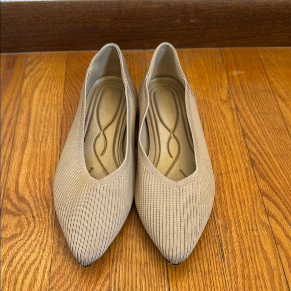 Tingrise Shoes - Tingrise Women's Tan Pointed Toe Knit Dressy Slip On Ballet Flats Size 9.5